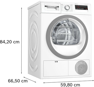 Bosch WTH83VV3 Serie 4 Wärmepumpentrockner, 8 kg, 236 kWh pro Jahr, AutoDry optimale Trocknung, Sensitive Drying-System textilschonende Trocknung, Umweltfreundliches Kühlmittel, Weiß