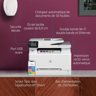 HP Color LaserJet Pro M283fdw Multifunktions-Farblaserdrucker (Drucker, Scanner, Kopierer, Fax, WLAN, LAN, Duplex, Airprint) weiß