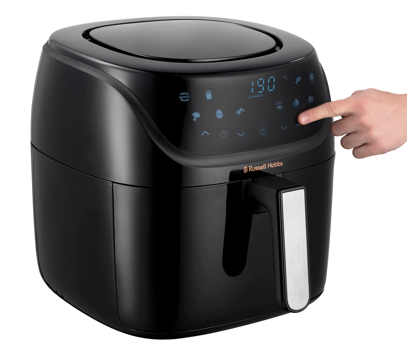 Friteuse à air chaud Russell Hobbs XXL 8L Rapid AirFryer [boîtier compact, 7 fonctions de cuisson, 10 programmes] SatisFry (lavable au lave-vaisselle, max 220°C, friteuse sans huile, grillades, pâtisserie, rôtissage) 27170-56