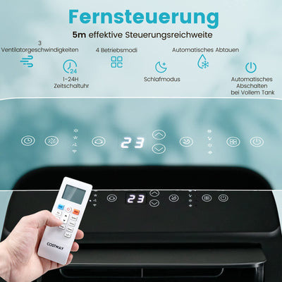 COSTWAY mobile Klimaanlage 14000BTU für 135 m³(45 m²), 5 in 1 Klimagerät Heizlüfter Ventilator Entfeuchter mit Abluftschlauch & APP/Fern Kontrolle