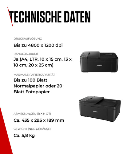 Canon PIXMA TR4750i Multifunktionsdrucker 4in1 (Tintenstrahl, Drucken, Kopieren, Scannen, Faxen, A4, WLAN, Apple AirPrint, 20 Blatt ADF, Duplexdruck, kompatibel mit Pixma Print Plan ABO) schwarz