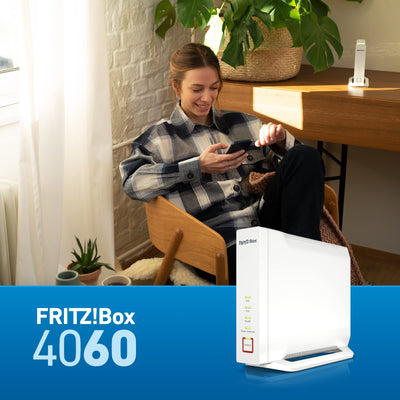 AVM FRITZ!Box 4060 (Wi-Fi 6 Mesh Router, bis zu 4.800 MBit/s (5 GHz) & 1.200 MBit/s (2,4 GHz), 3 x Gigabit-LAN, DECT-Basis, USB 3.0, deutschsprachige Version)