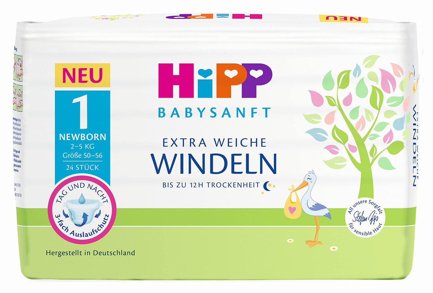 HiPP Babysanft Windeln Newborn 1 Carry, 3er Pack (3 x 1 x 24 Stück)