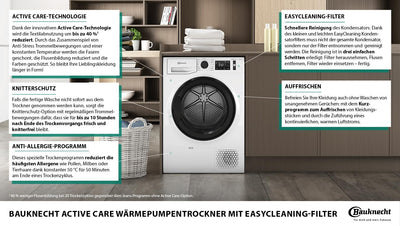 Bauknecht T Advance M11 83 N Wärmepumpentrockner /8kg /EEK A+++ /ActiveCare-Technologie/EasyCleaning-Filter/Auffrischen-Programm/Baby-Programm/Anti-Allergie-Programm/Kuscheltier Programm