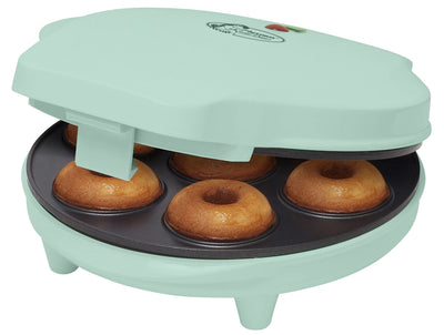 Bestron Donut Maker im Retro Design, Mini-Donut Maker für 7 kleine Donuts, inkl. Backampel & Antihaftbeschichtung, 700 Watt, Farbe: Mint