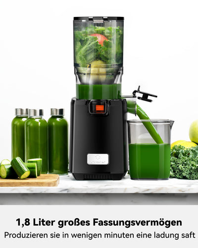 LINKChef Entsafter Slow Juicer, 130MM Öffnung und 1,8L Entsafter für Ganze Gemüse und Obst, Juicer Machine Testsieger mit Umkehrfunktion, Einfache Installation, Leicht zu Reinigen, 100% BPA Frei, 250W