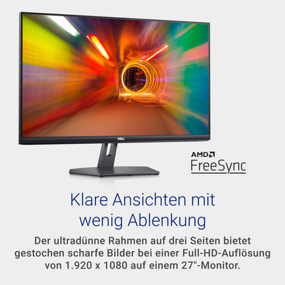 Dell S2721NX 27 Zoll Full HD (1920x1080) Monitor, 75Hz, IPS, 4ms, AMD FreeSync, Ultradünner Rahmen, 2x HDMI, 3 Jahre Garantie, Schwarz