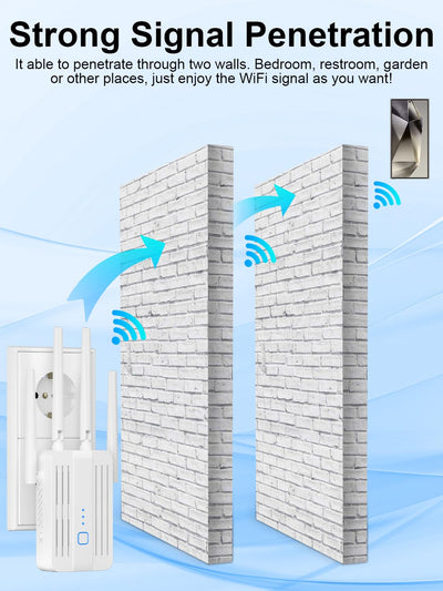 WiFi Repeater WLAN Verstärker WiFi Booster, 1200Mbit/s WLAN Signalverstärker mit Dual-Band (2,4 GHz & 5 GHz), Repeater-Modus/Access Point Modus, Kompatibel mit Allen Routern, Einfacher Einrichtung