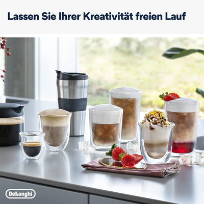 De'Longhi Eletta Explore ECAM452.57.G Kaffeevollautomat mit LatteCrema Milchsystem, heiße und kalte Getränke auf Knopfdruck, 3,5 Zoll TFT Touchscreen Farbdisplay, Kaffeekannen inklusive, schwarz