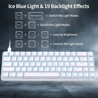 Dierya×TMKB T68se Gaming Mechanische Tastatur,60% Prozent Tastatur mit Blue Clicky Switch,Ultra-Compact Mini 68 Tasten Anti-Ghosting,Typ-C-Datenkabel,US Layout für PC Windows Gamer Typist