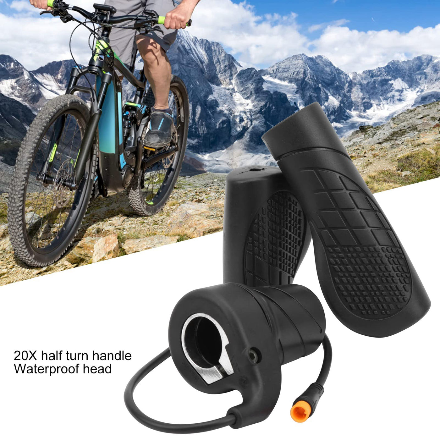 gasgriff,Gasgriff Ebike,Elektrofahrrad Half Twist Throttle,Elektrofahrrad-Gasgriff Mountainbike Speed Throttle Handle Modifiziertes Teil wasserdichte Verbindung Für Elektrisches