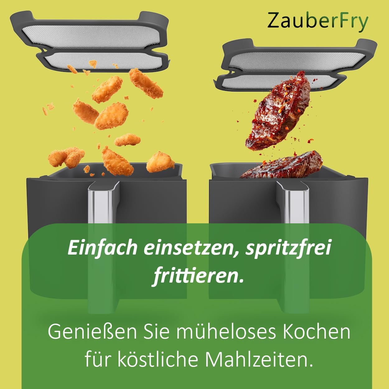 2x ZauberFry Spritzschutz, Effektiver Fettspritzschutz kompatibel mit Ninja Foodi MAX Dual Zone AF400EU & AF451EU Heißluftfritteuse, Zubehör, Schutz für Heizspirale und Ventilator