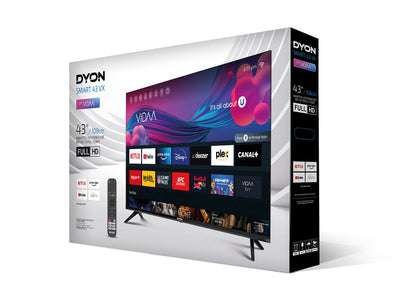 Téléviseur DYON Smart 43 VX 108 cm (43 pouces) (Full HD Smart TV, triple tuner HD (DVB-C/-S2/-T2), App Store, Prime Video, Netflix, YouTube, DAZN, Disney+) [Mod. [2022], Noir