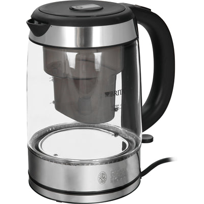 Russell Hobbs Wasserkocher Glas [BRITA Wasserfilter MAXTRA+ Einsatz] Clarity (1l+0,5l Filtereinsatz,2200W,LED Beleuchtung, inkl.Filterkartusche,Kalkfilter,Kartuschenwechselanzeige) Teekocher 20760-57