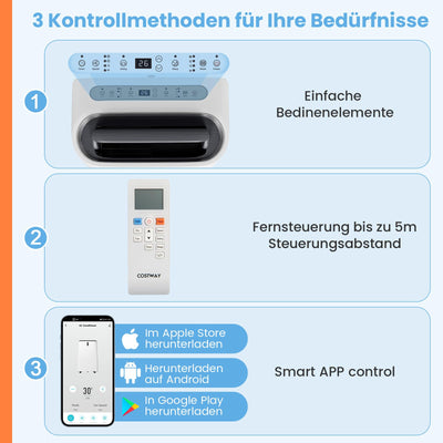 COSTWAY 16000BTU mobile Klimaanlage mit Abluftschlauch, 5 in 1 Klimagerät 4700W Heizlüfter Luftentfeuchter mit Schlafmodus, Heizen & Kühlen, Fernbedienung/App, 24H Timer