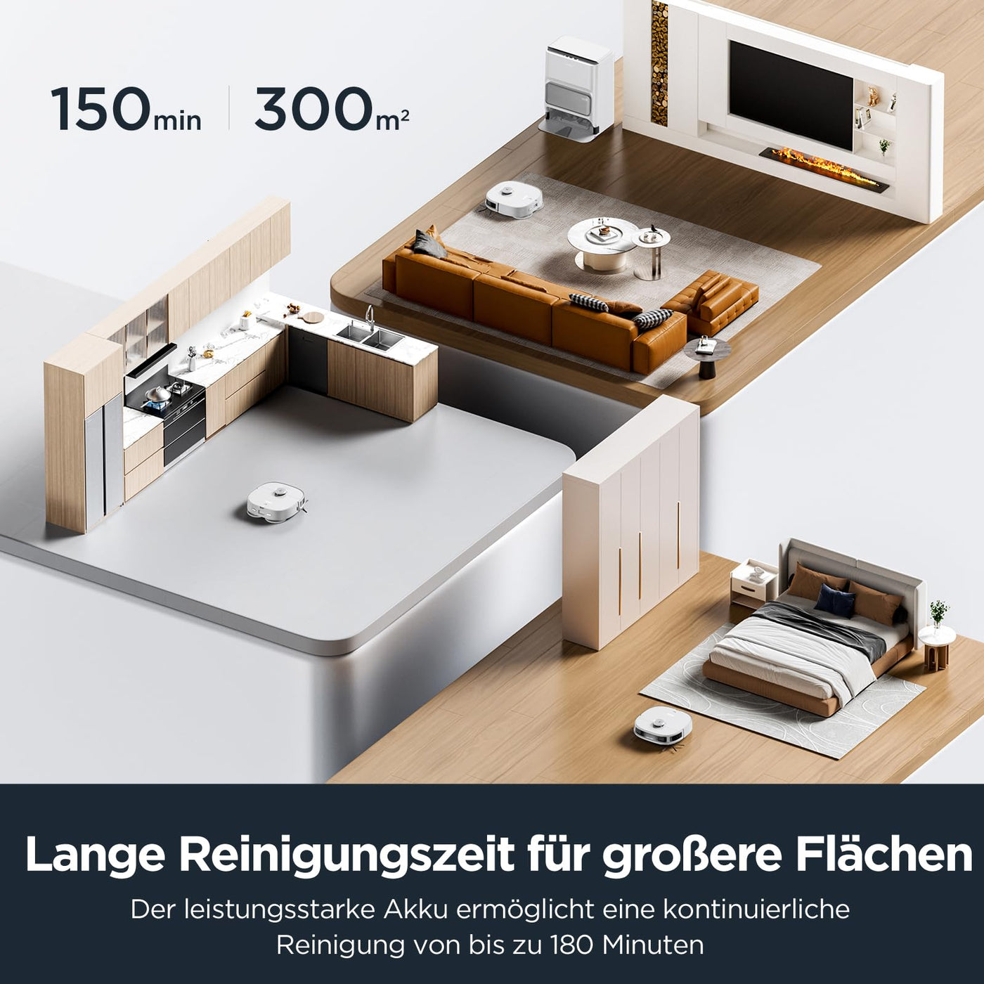 EUREKA J12 Ultra DE Saug- & Wischroboter + All-in-One Station (KI-3D-Hinderniserkennung, intelligente Haustierumgehung, Auto Teppicherkennung, ideal gegen Tierhaare, App- & Sprachsteuerung) weiß