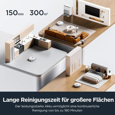 EUREKA J12 Ultra DE Saug- & Wischroboter + All-in-One Station (KI-3D-Hinderniserkennung, intelligente Haustierumgehung, Auto Teppicherkennung, ideal gegen Tierhaare, App- & Sprachsteuerung) weiß