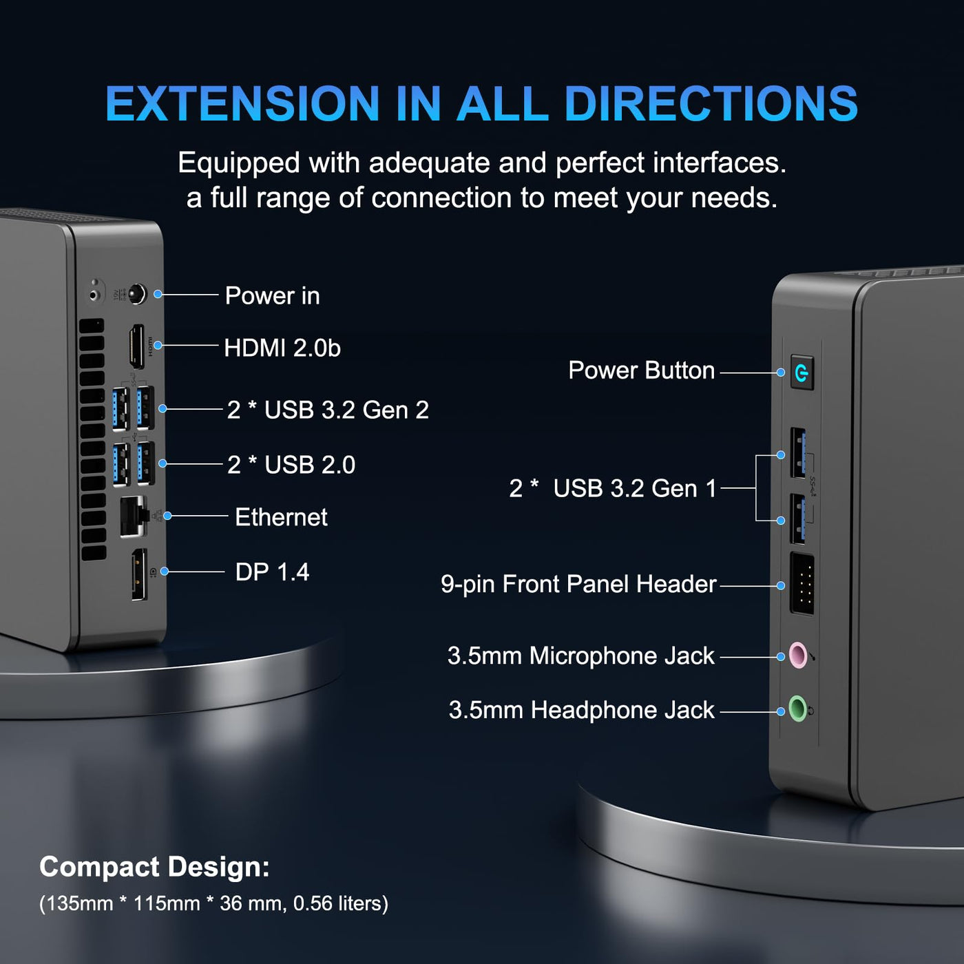 GEEKOM Mini PC, 2024 Air12 Lite Mini-Computer, Intel Alder Lake N100, 3,4 GHz Burst, 4 Kerne, 4 Threads, Intel UHD Graphics, 8 GB RAM, 256 GB SSD, Windows 11 Pro.