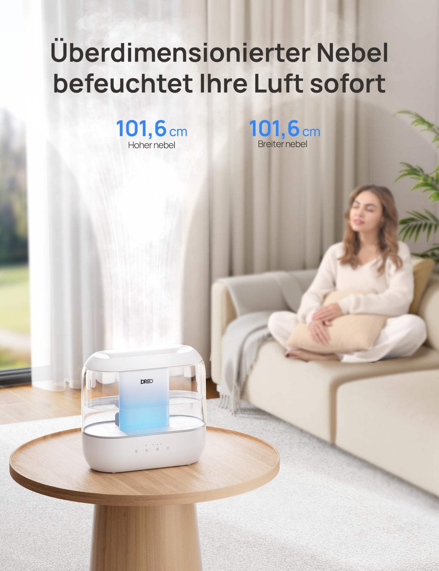 Dreo Luftbefeuchter für Schlafzimmer, Top Fill 4L Supersized Cool Mist Humidifier mit Öl-Diffusor und Nachtlicht, 32H Laufzeit, Leise Ultraschall-Luftbefeuchter für Baby-Kinderzimmer und Pflanzen