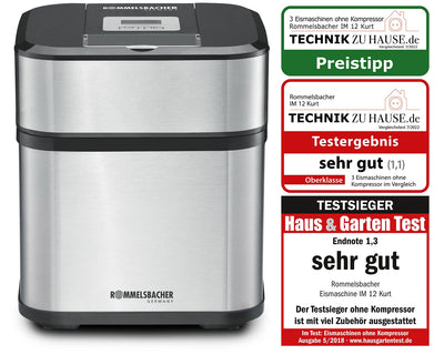 ROMMELSBACHER Eismaschine IM 12 Kurt - für Speiseeis, Frozen Yogurt, Sorbet & Slush, 1,5 Liter Gefrierbehälter, 500 ml Füllmenge, Zeitschaltuhr, leichte Reinigung, Eisportionierer