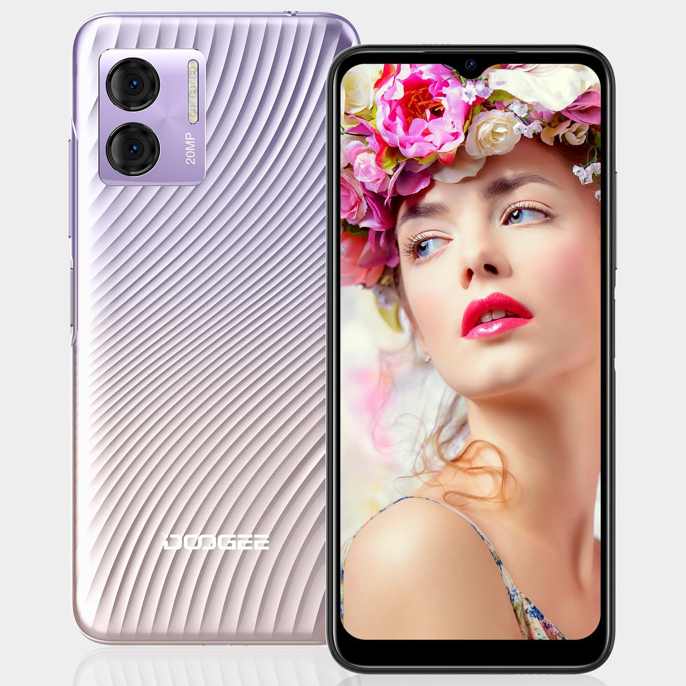 DOOGEE N50S Handy ohne vertrag, 9GB+128GB/TF 1TB Smartphone, 6.52" HD+ Display Handy, Android 13, Octa Core Prozessor, 20MP+8MP Kamera,Dual SIM 4G Handys, 4200mAh, Gesichtserkennung,GPS, OTG, Rosa