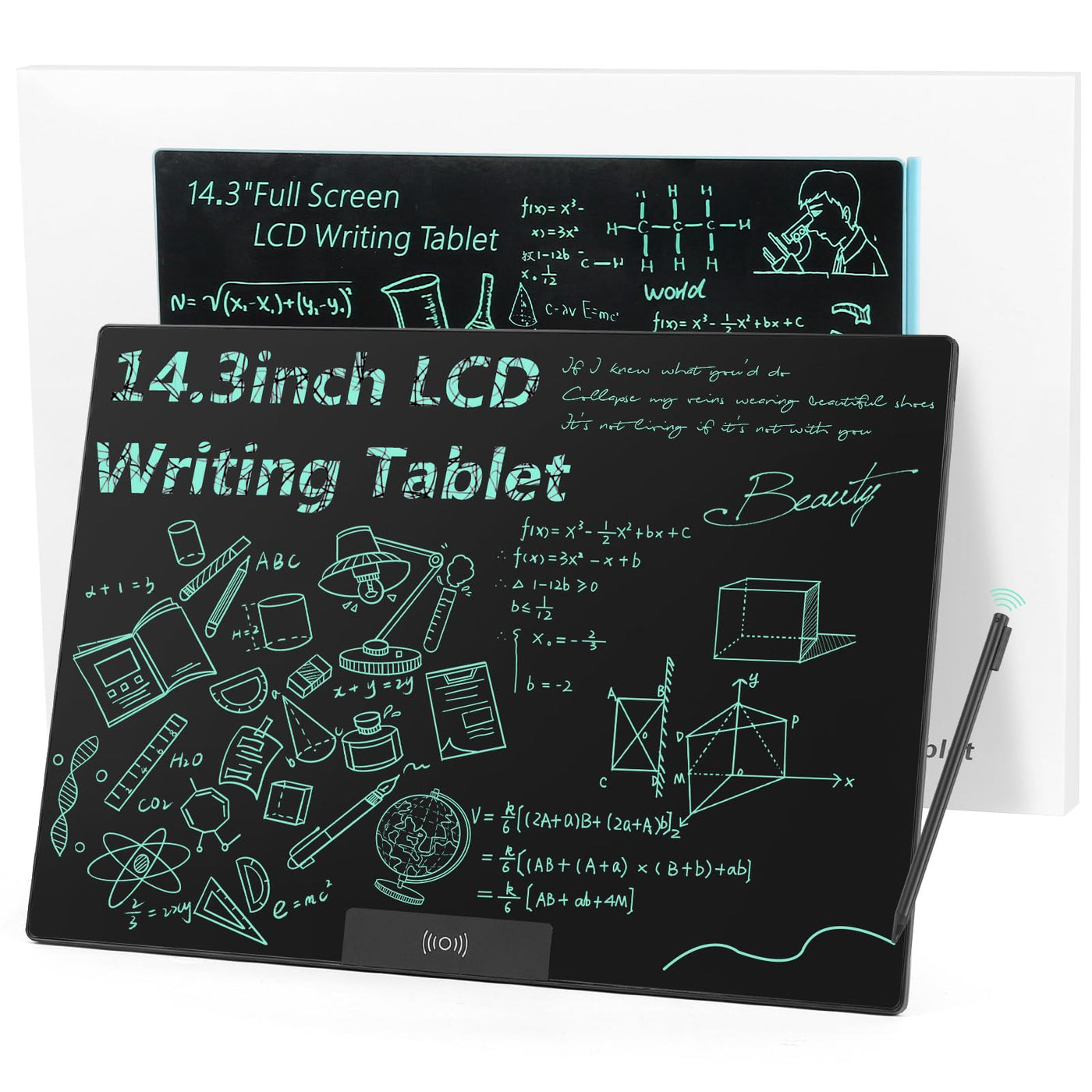 Czemo LCD-schreibtafel 14.3 Zoll, Wiederverwendbar LCD-Schreibtafeln Erwachsene, Digitales Schreibtablett Zaubertafel für Büro, Klassenzimmer, Memo, Notizen, Agenda, Skizzen, Einfarbig