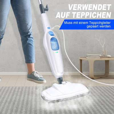 Dampfreiniger 1500W Dampfbesen Bodendampfreiniger Hand-dampfreiniger bis 108°C Elektrischer Bodenwischer mit Wassertank, Bodentuch, Entfernt bis zu 99,9% der Bakterien für Tiefenreinigung Böden