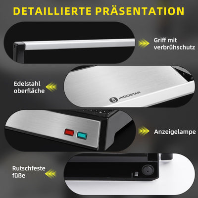 Aigostar Hett pro- Kontaktgrill für Sandwiches, Steak und als Panini Grill, Sandwichmaker mit Antihaftbeschichtung, 1500W Panini Grill mit Abnehmbare Ölsammelbox, 180º Öffnung.