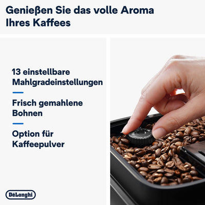 De'Longhi Magnifica Evo ECAM 292.33.SB Kaffeevollautomat mit Milchaufschäumdüse, 5 Direktwahltasten für Espresso,Kaffee und Kaffeespezialitäten, intuitives Bedienfeld,2-Tassen-Funktion,Silber/Schwarz