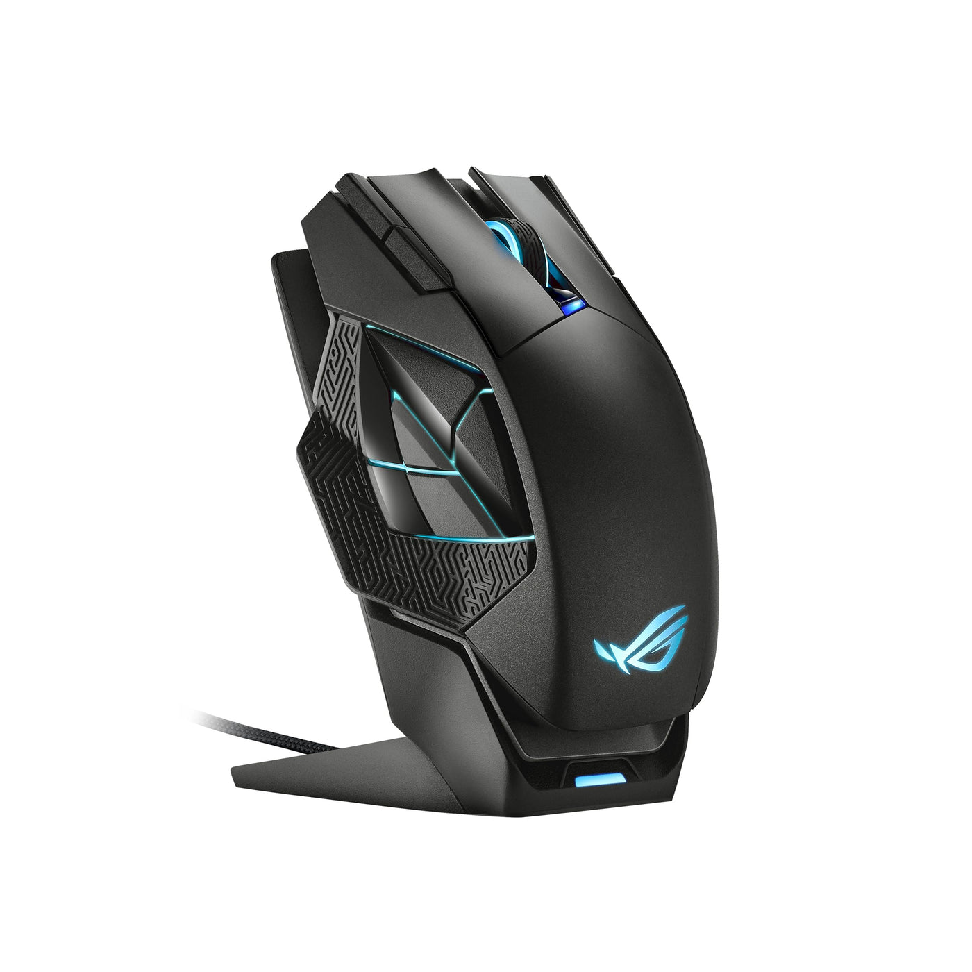 ASUS ROG Spatha X Gaming Maus (kabellos, kabelgebunden, magnetische Ladestation, 12 programmierbare Tasten, 19.000 dpi, Aura Sync)