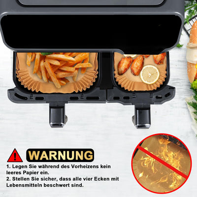 YINGRACE Heißluftfritteuse Zubehör für Tefal EY9018 5,2/3,1 L, Cecotec Cecofry DuoSize 9L, Zwei Größen Dual Schubladen, 6PCS mit Silikonform, Grillrost, Backpapier für Heißluftfritteuse