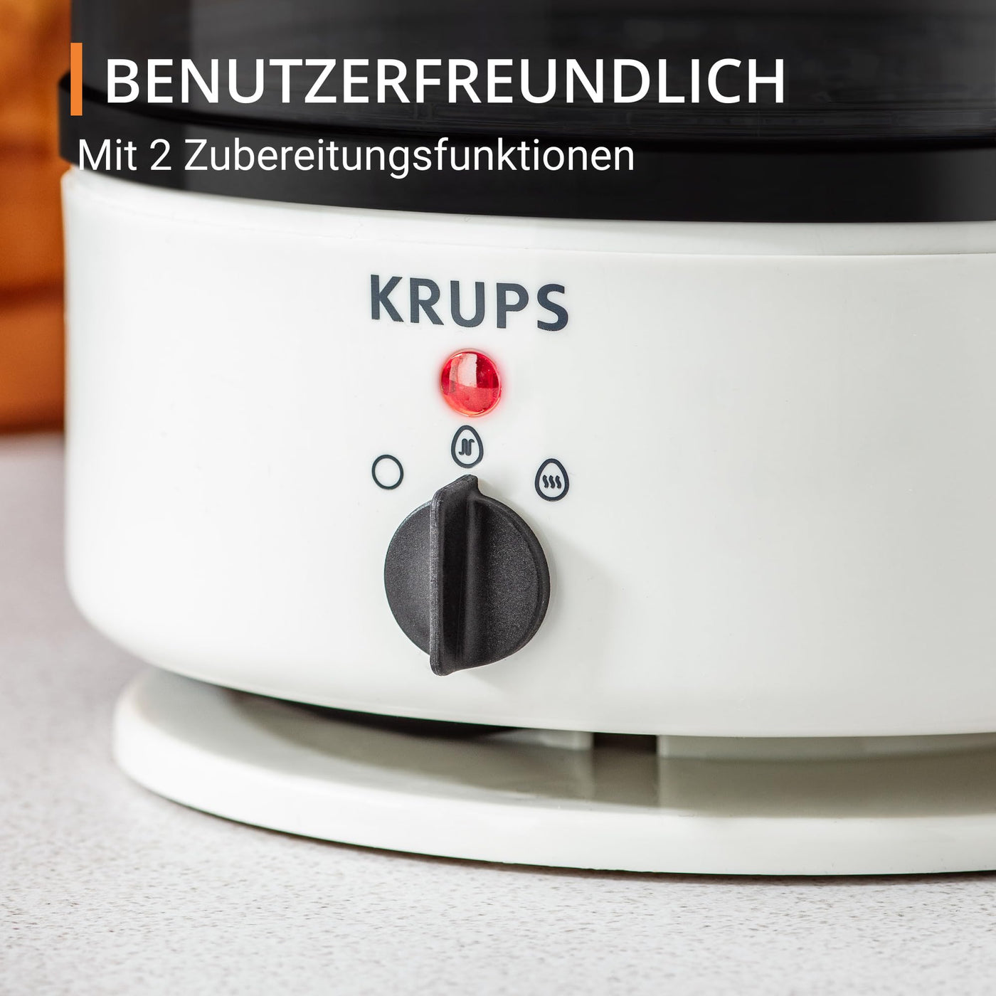 Krups Ovomat Super Eierkocher, Für bis zu 7 Eier, Koch- und Warmhaltefunktion, Inkl. Wasser-Messbecher mit Eierstecher, Signalton, BPA-frei, EG230115, Weiß/Schwarz