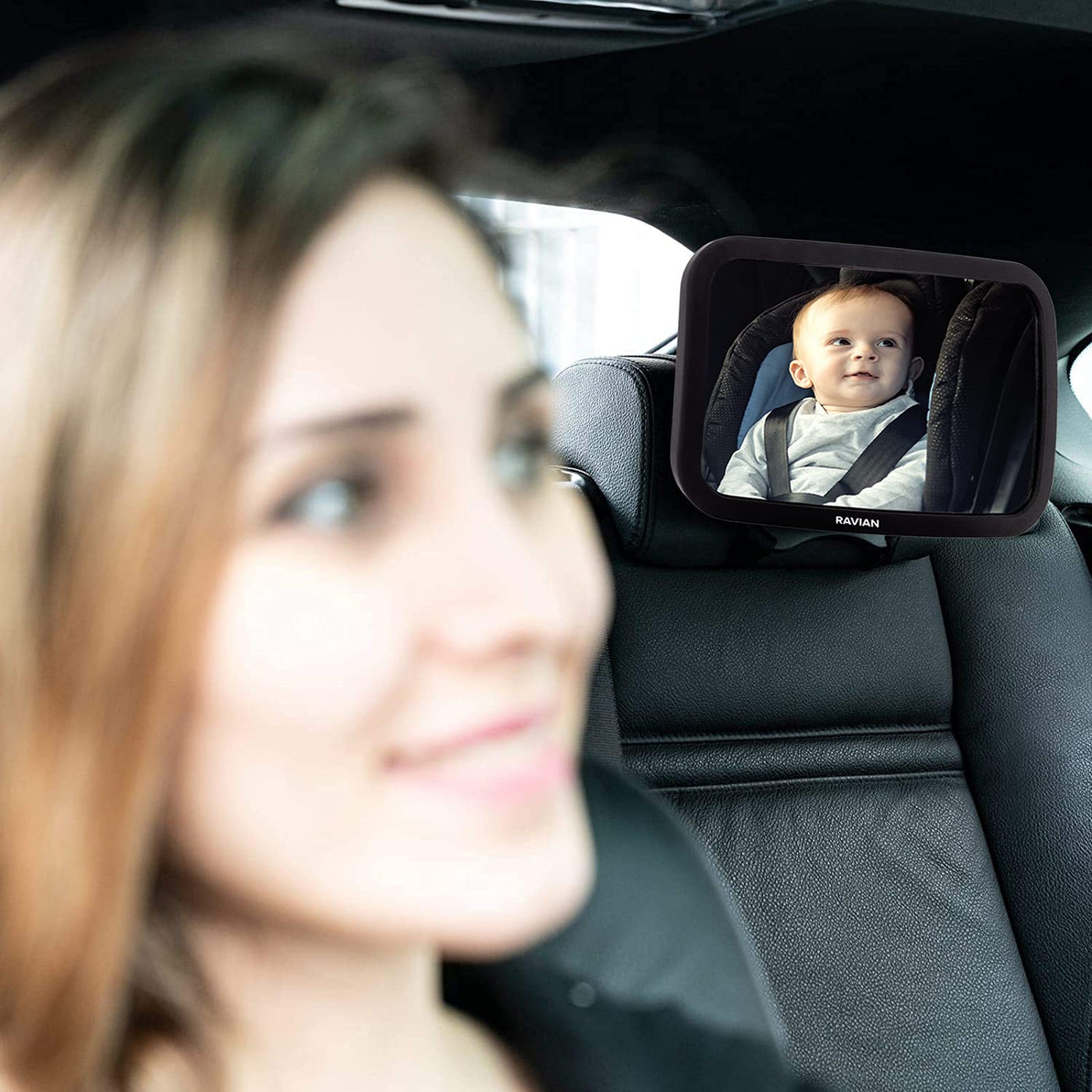 Babyautospiegel für den Rücksitz - Sicherster Autositzspiegel mit kristallklarer Sicht, bruchsicherer, verstellbarer Rückspiegel für Säuglinge, Kinder, Babys und Neugeborene mit Blick nach hinten