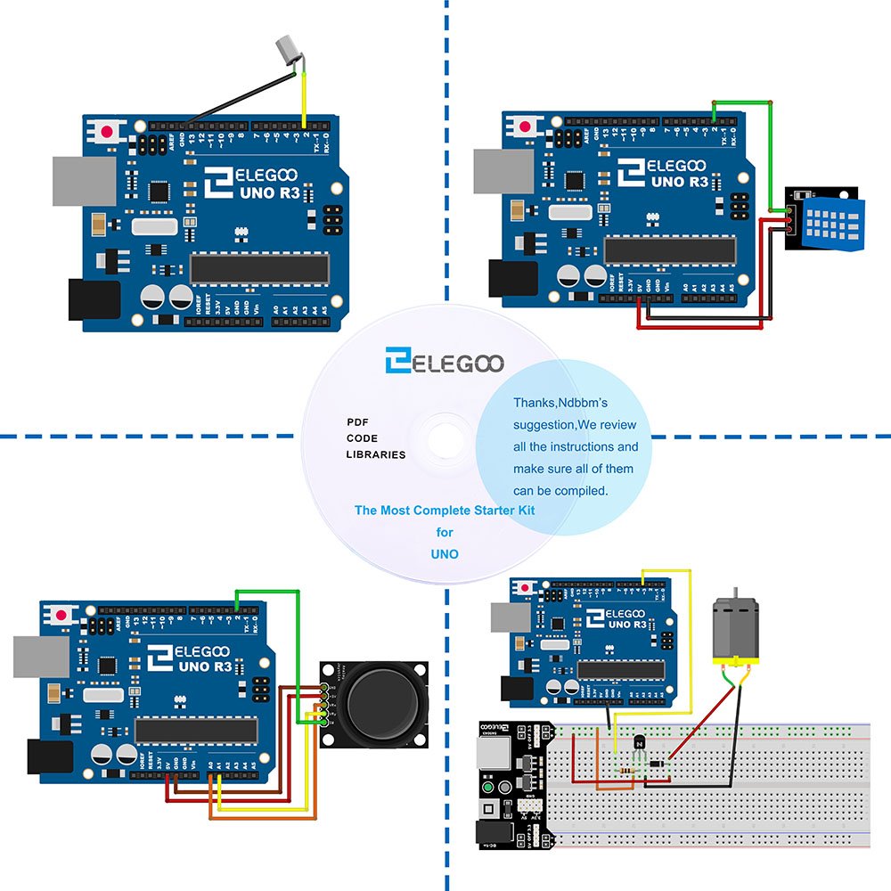 ELEGOO UNO R3 Ultimate Starter Kit, Kompatibel mit Arduino IDE Vollständigster Elektronik Projekt Baukasten mit deutschem Tutorial, UNO R3 Mikrocontroller Board und Zubehör (mehr als 200 Teile)