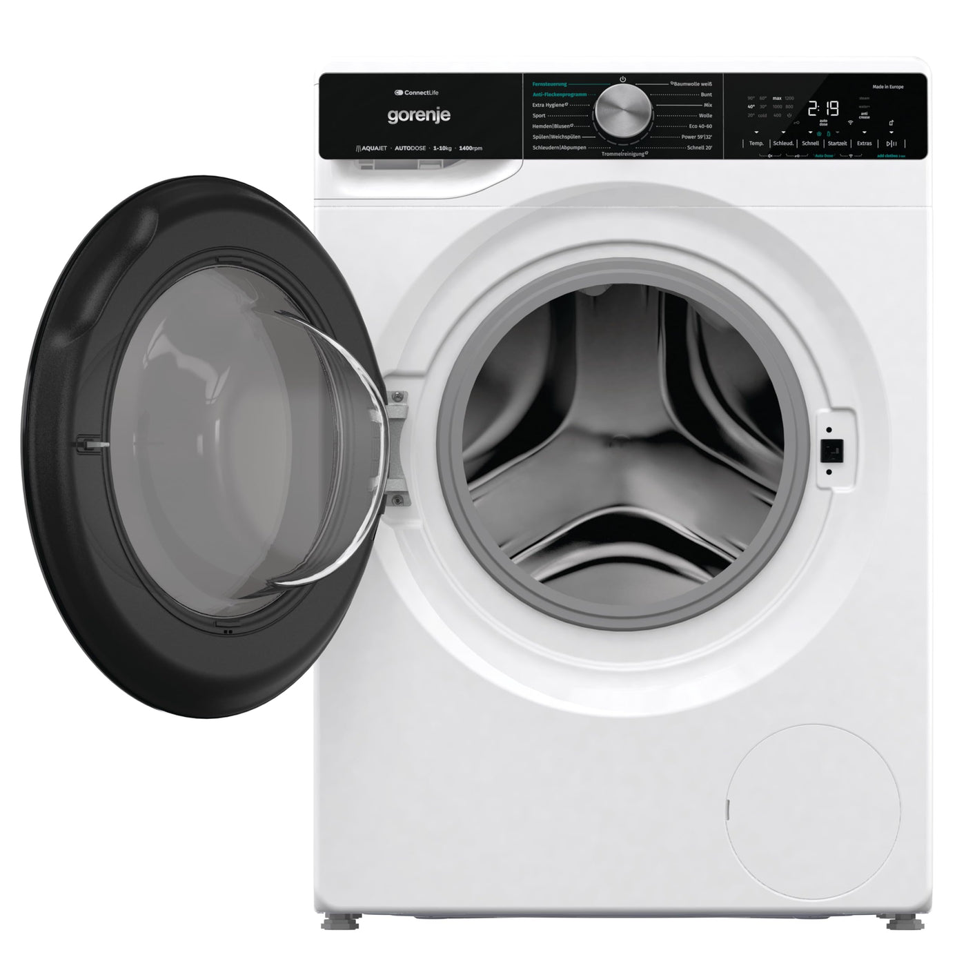 Gorenje WNS14A4ATS Waschmaschine mit Dampffunktion/ConnectLife /10Kg /1400 U/min /15 Programme/Totaler AquaStop/Wave Active Trommel/Sport/ExtraHygiene/PowerWash/Schnell Waschgang/EEK: A-40%