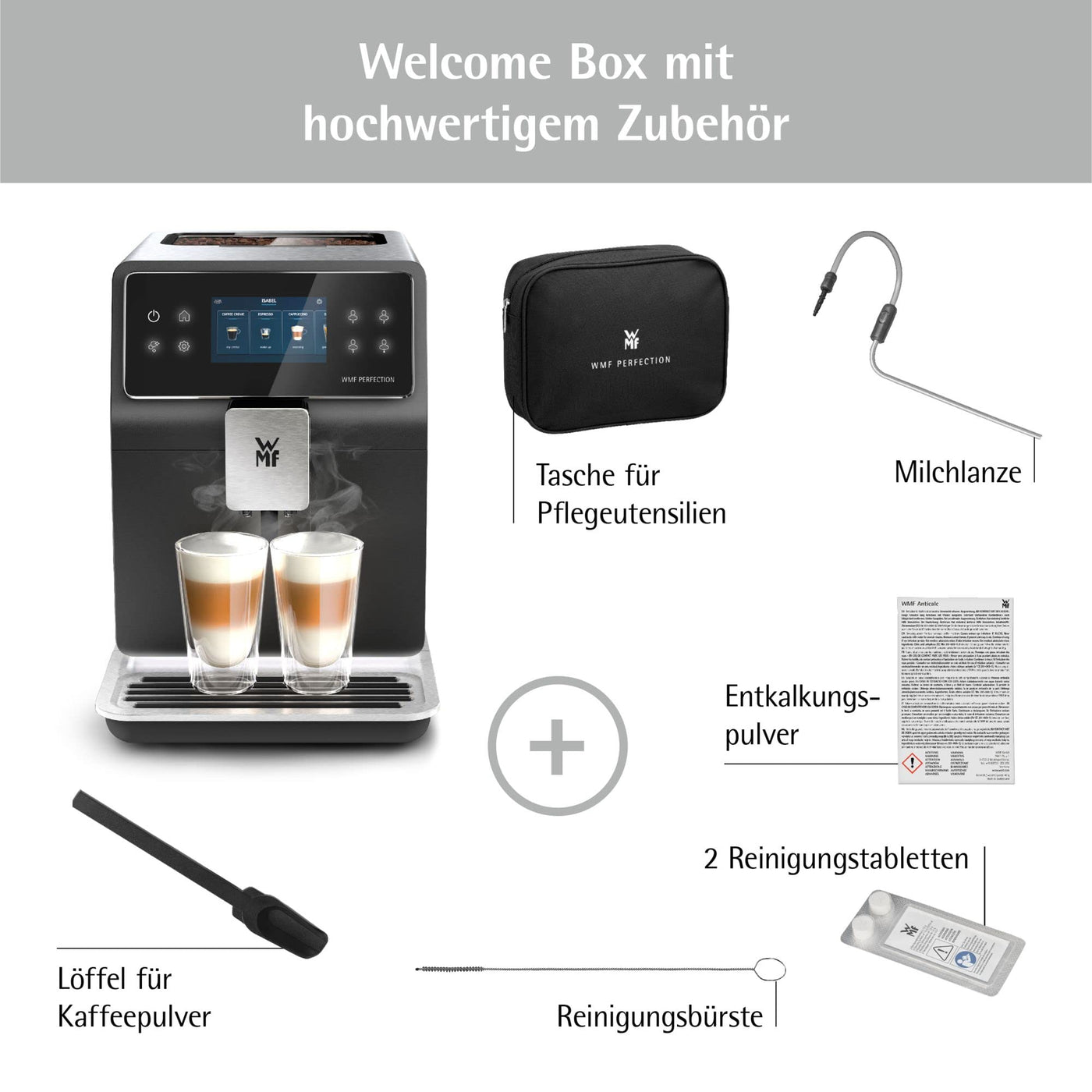 WMF Perfection 880L Kaffeevollautomat mit Milchsystem,18 Getränkespezialitäten, Double Thermoblock, Edelstahl-Mahlwerk, Nutzerprofil, 1l Milchbehälter