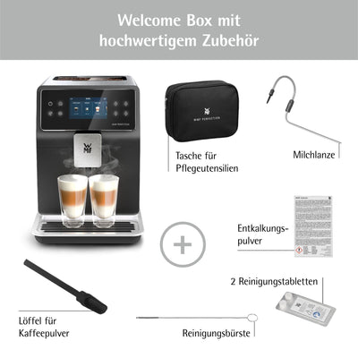 WMF Perfection 880L Kaffeevollautomat mit Milchsystem,18 Getränkespezialitäten, Double Thermoblock, Edelstahl-Mahlwerk, Nutzerprofil, 1l Milchbehälter