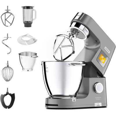 Kenwood Titanium Chef Patissier XL KWL90.034SI – Küchenmaschine mit integrierter Waage & 7 L Rührschüssel mit Wärmefunktion, 1400 Watt, inkl. 4-teiligem Patisserie-Set, silber