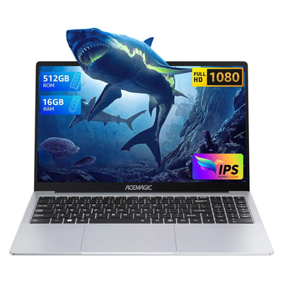 ACEMAGIC Laptop, Metallgehäuse,15,6 Zoll FHD,16 GB DDR4 512 GB SSD Notebook,In-tel Quad-Core N97(bis zu 3,60 GHz) schlägt N5095,Leichter Laptop 15 Zoll mit WiFi, BT5.0, USB 3.2×2