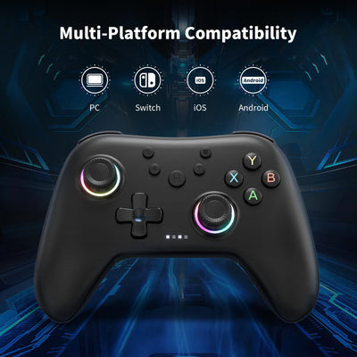 AceGamer 2.4G Wireless Bluetooth Controller für Windows PC/Switch/Stem/iOS/Android，PC Gamepad Joystick mit Hall-Effekt Joystick, programmierbare Rücktaste, Linear Resonant Actuator (Schwarz)