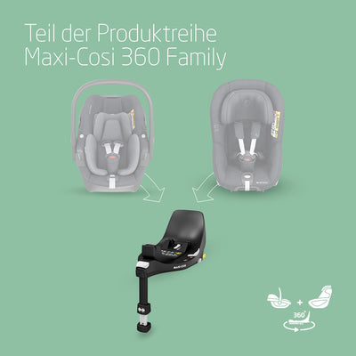 Maxi-Cosi FamilyFix 360 i-Size Basis, Drehbares Autositzsystem, ISOFIX station 360 grad, 0–4 Jahre (40–105 cm), FlexiSpin-Drehung mit nur einer Hand, TravelSafe Rotation Control, Click & Go, Schwarz