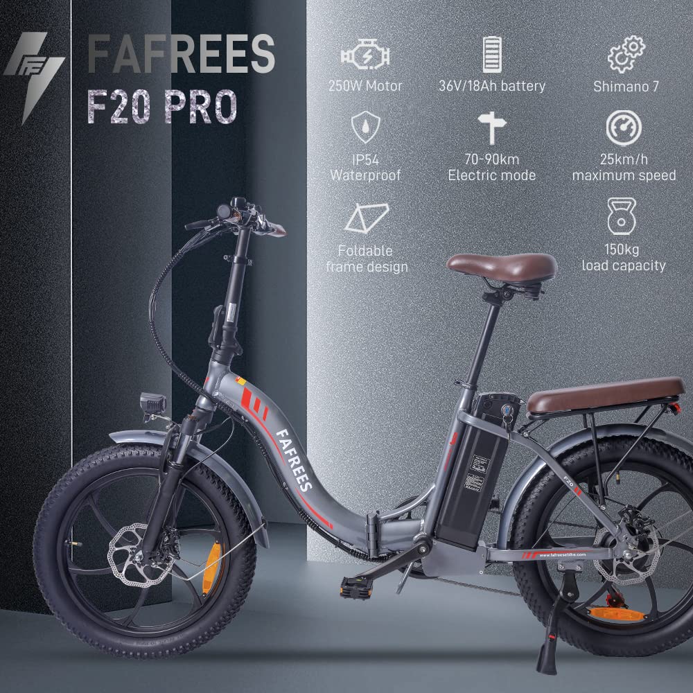 Fafrees F20 PRO [ Offiziell ] Fatbike E-Bike Klapprad 20 Zoll mit 36V 18AH Akku und StVO. Bremslicht, Erwachsene Klappbar Herren E Bike Damen 250W, Elektrofahrrad 25km/h, Citybike Pedelec Mountainbike