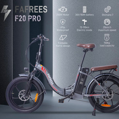 Fafrees F20 PRO [ Offiziell ] Fatbike E-Bike Klapprad 20 Zoll mit 36V 18AH Akku und StVO. Bremslicht, Erwachsene Klappbar Herren E Bike Damen 250W, Elektrofahrrad 25km/h, Citybike Pedelec Mountainbike