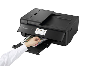 Canon PIXMA TS9550a Drucker Farbtintenstrahl Multifunktionsgerät DIN A4 A3 (Drucker A3, Scanner, Kopierer, 5 Separate Tinten, WLAN, LAN, Print App, 2 Papierzuführungen, Duplexdruck) schwarz