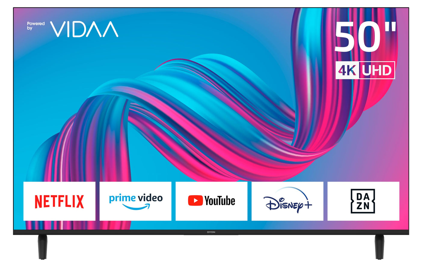 DYON Movie Smart 50 VX - Téléviseur 50 pouces (126 cm) (Smart TV 4K Ultra-HD, triple tuner (DVB-C/-S2/-T2), App Store, Prime Video, Netflix, YouTube, DAZN, Disney+) [Mod. [2024]