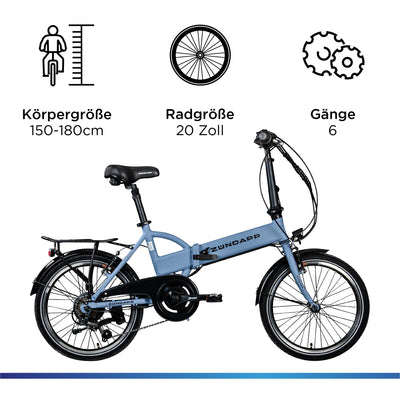 ZÜNDAPP Z101 20 Zoll E Bike Faltrad Damen Herren Elektrofahrrad klappbar Fahrrad Elektro Klapprad Ebike Pedelec E-Bike Erwachsene Klappfahrrad