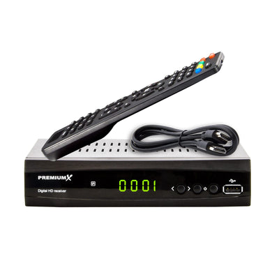 Récepteur satellite PremiumX HD 521 FTA Récepteur TV numérique par satellite DVB-S2 FullHD HDMI SCART 2X Lecteur multimédia USB, alimentation externe 12 V