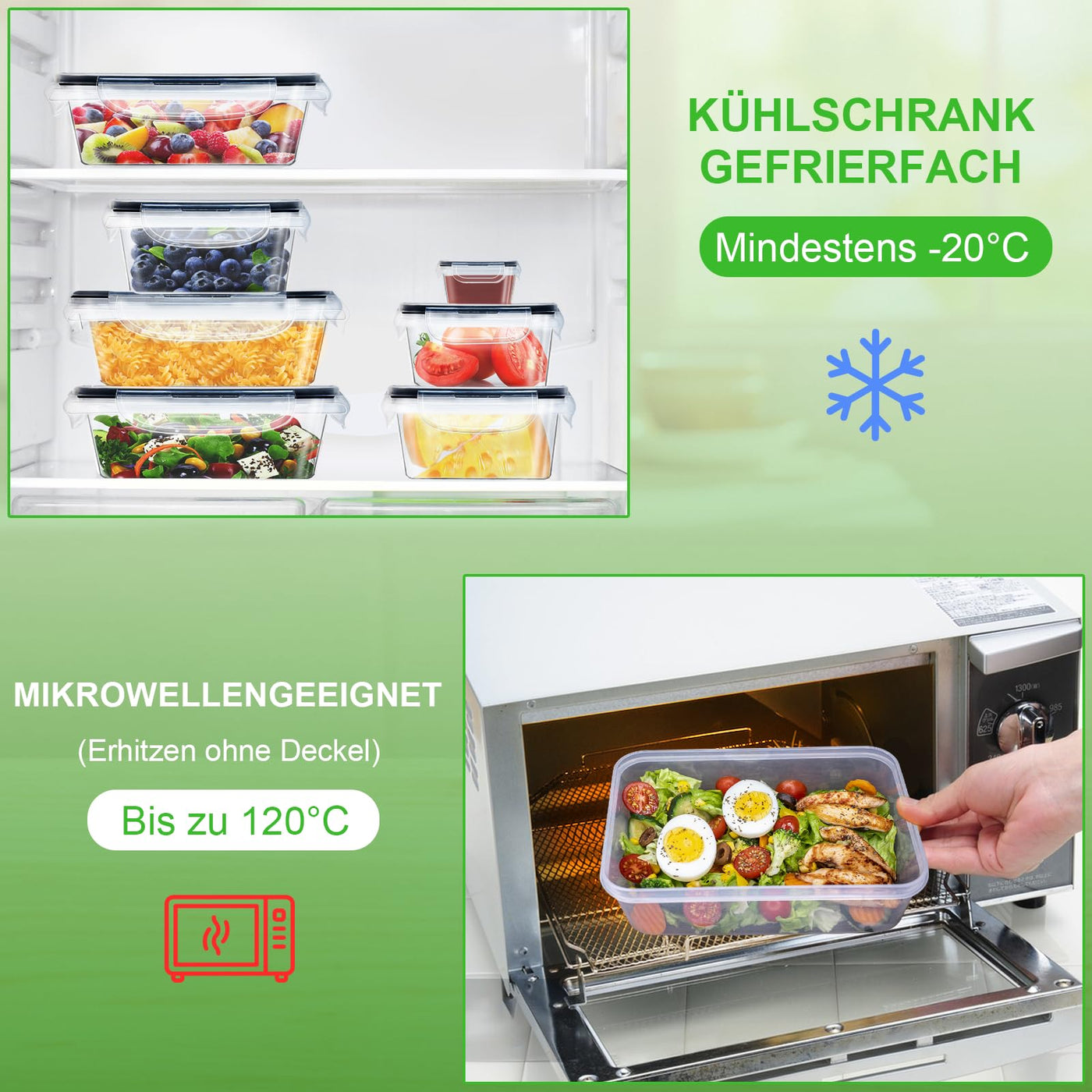 Kottwca Frischhaltedosen mit Deckel Set, 30-teilige Tupperdosen Set (15 Behälter+15 Deckel), Küche Meal Prep Boxen 100% Auslaufsicher, BPA-Frei Frischhaltedose für Mikrowellen und Kühlschrank