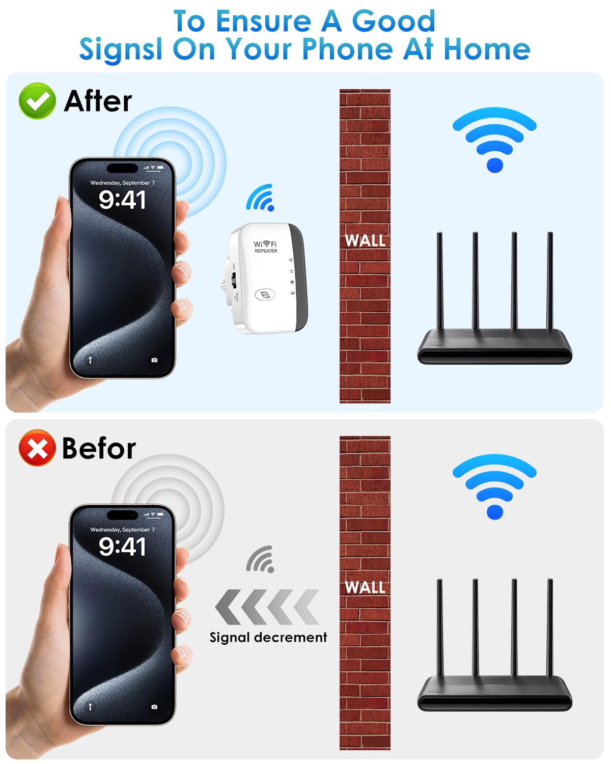 WLAN Verstärker, Neuestes WLAN Repeater 300 Mbit/s 2.4 GHz, Internet Verstärker,WiFi Repeater, WiFi Extender Booster mit Repeater/AP Modus und WPS-Funktion Internet Verstärker bis zu 3000qm (weiß)