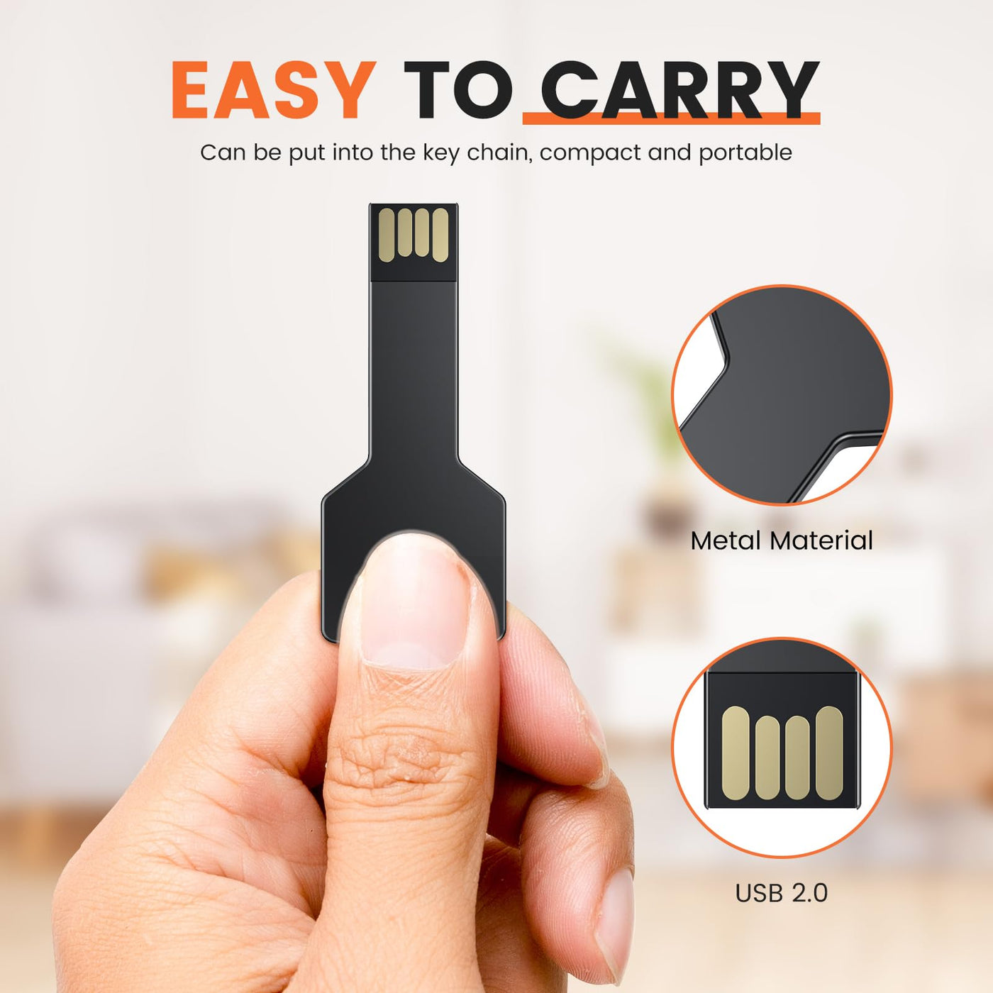 64GB USB Stick Schlüsselform Speicherstick Uflatek USB 2.0 Flash Laufwerk Schwarz Tragbar Flash Drive Wasserdicht Memory Stick Schlüssel Pendrive Kreativ Flach Datenspeicher Gutes für Geschenk